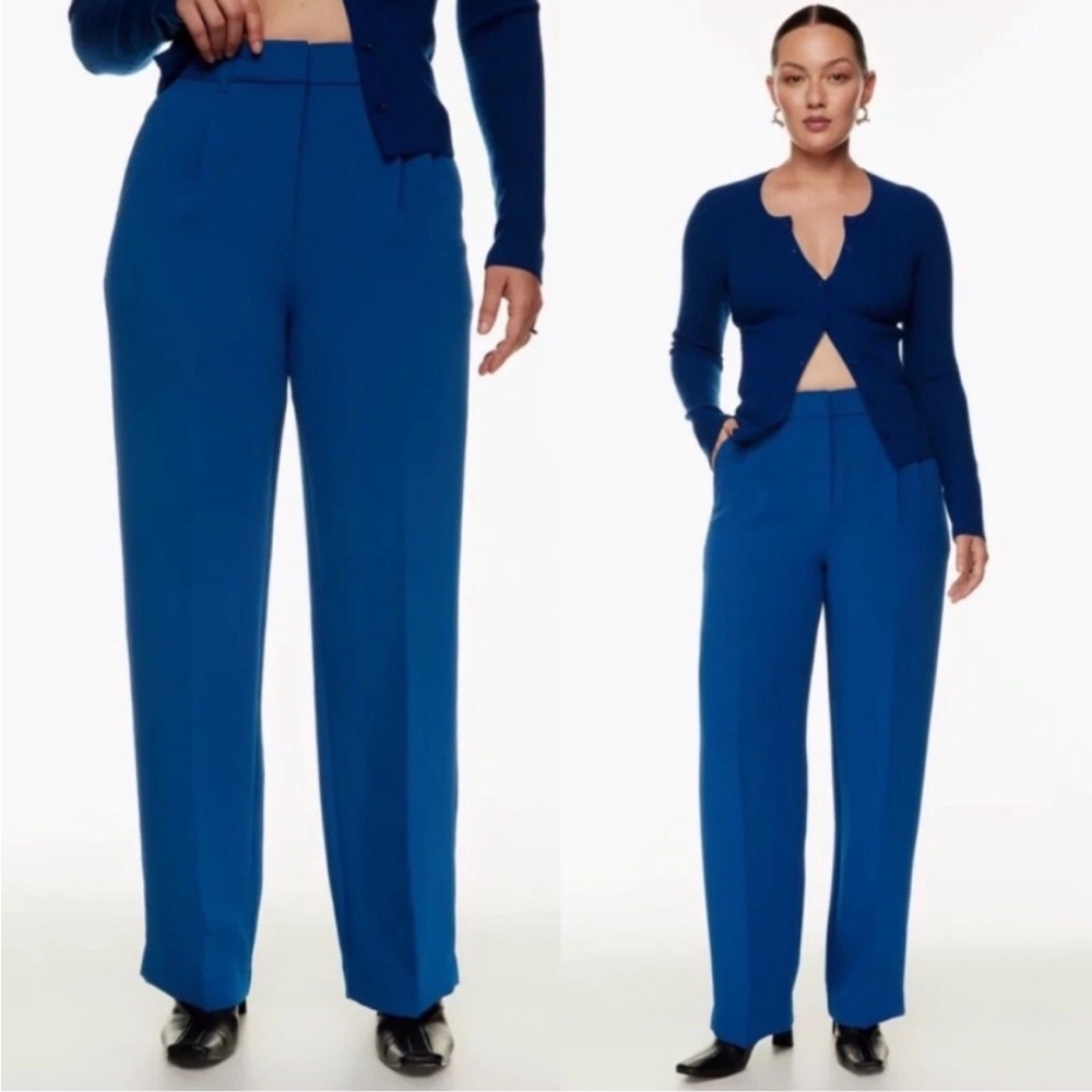 Aritzia Wilfred Classic High-Waist Wide-Leg Pants in Cobalt Blue